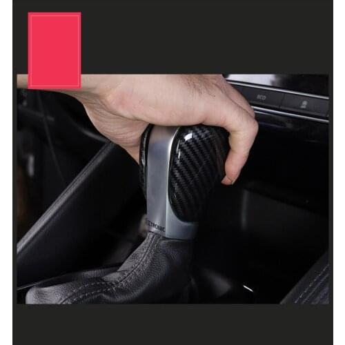Car styling carbon fibre look gear shift knob cover sticker accessorie for Renault Kadjar Koleos QM6 2017 2018