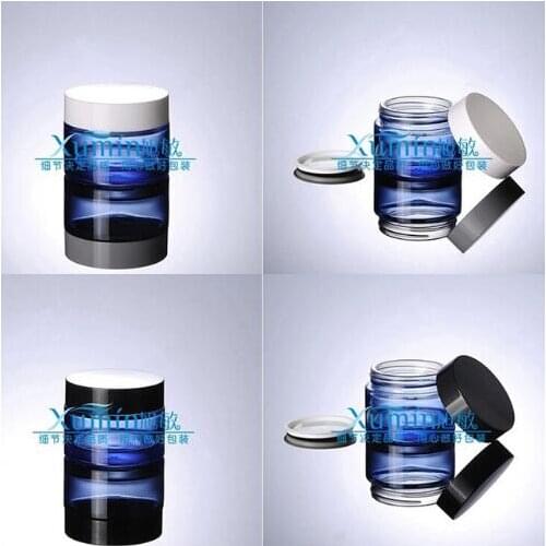 Free shipping: 50G Blue generic bottle with white plastic cap,glass bottle, glass cream jar, cosmetic container