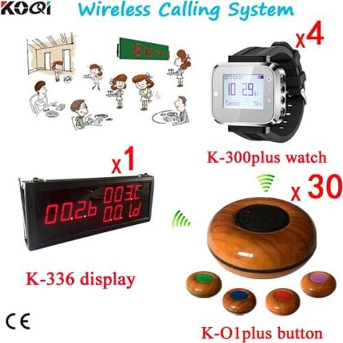 Wireless Customer Calling System Koqi Brand Wrist Smart Watch & Eletric Panel Wireless Button Wireless Customer Calling System