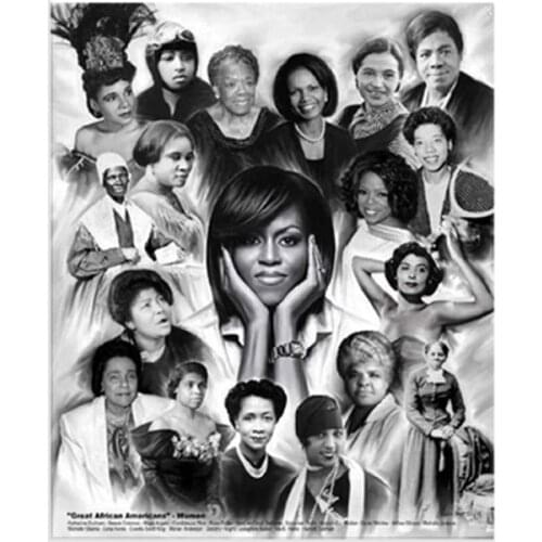 Black White Canvas Painting Great African American Womens Obama Rice Parks Black Billionaire Oprah Winfrey Home Decor Poster