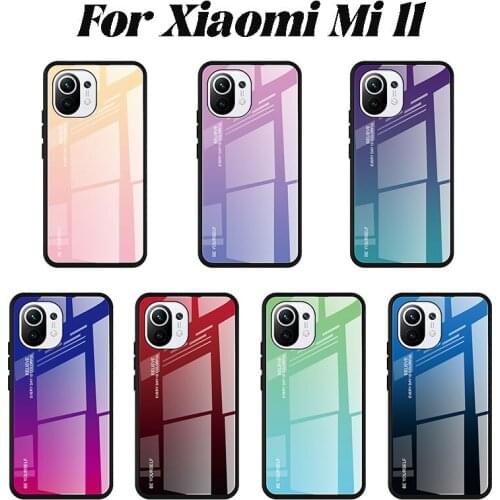 Colorful Gradient Glass Phone Case For Xiaomi Mi 11 10T Lite Pro Fall And Scratch Proof Phone Protector Case For Xiaomi Mi 11