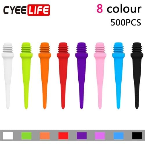 CyeeLife 500PCS Professional Plastic Darts Tips,Replacement Dart Points,8 Colors,CL21Style