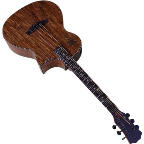 Hand-made Full Hickory Wood Sharp Angle Design Acoustic Guitar Star Pattern Matte Finish Unique Sound Hole with Guitar Pickup