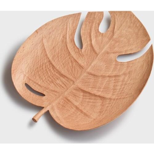 Banana Leaf Wooden Plate Original Handmade Snacks Beech Wood Tray Creative Tableware Dinnerware Home Decoration