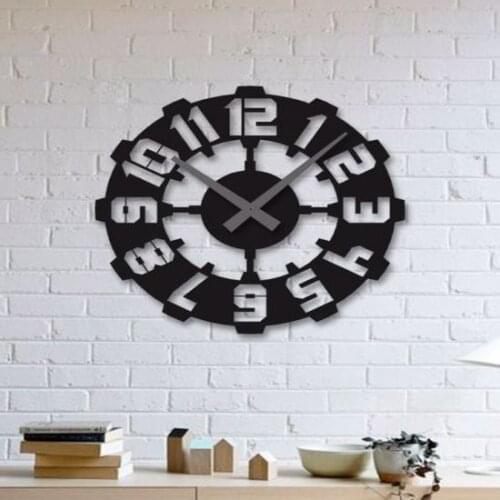 HLO 2021 Home Decoration Gear Wheel Wooden Wall Clock Quality Material Stylish Living Room Horloge Murale Reasonable Price