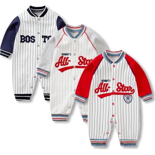 Baby Boy Romper Jumpsuit Organic Cotton New Born Striped Clothes Fall Children Overalls Newborn Boutique Costume Things Clothing