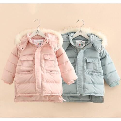 2019 Winter Warm For 3-9 10 11 12 Years Teenager Wadded Cotton Padded Artificial Hair Kids Baby Girls Thickening Hooded Coats