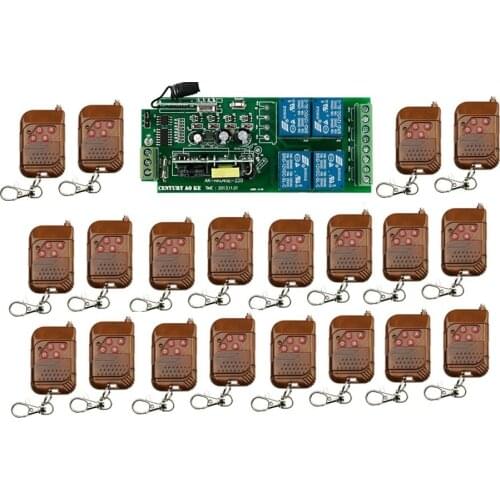 Fr Shipping 85v~260V 21pcs/lot 4CH RF Wireless Remote Control Relay Switch Security System Garage Doors Gate Electric Doors