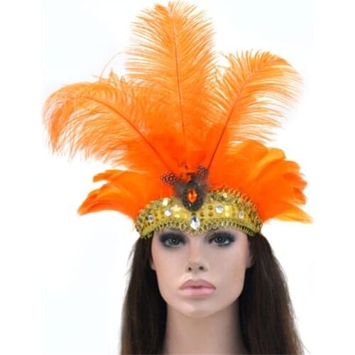 9 Colors Spain Style Silver Sequined Party Headwear Carnival Masquerade Feather Headdress Brazil Rio Cuba carnival Float Mask