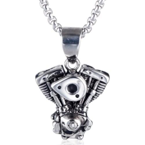 Personalized Engine Motorcycle Chain Biker Punk Gothic Necklace For Men Vintage Stainless Steel Chain