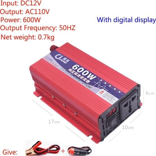 Pure Sine Wave Inverter DC12V Turn AC110V 600W Voltage Transformer Power Converter Solar Inverter