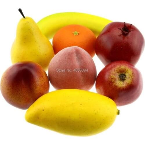 Gresorth Fake Mixed Fruit Decoration Artificial Lifelike Orange Peach Apple Banana Pear Pomegranate Mango - 8 Fruits
