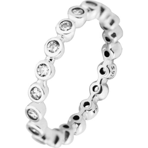 925 Sterling Silver Ring Crystal Eternity Love Engagement Wedding Rings for Women Men bague femme Silver 925 Jewelry