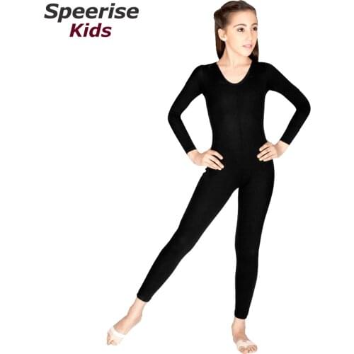 Kid Girls Long Sleeve Unitard Boy Skin Ballet Costumes Dance Tight Jumpsuit Spandex Catsuit Full Body Scoop Neck Gymnastics Suit