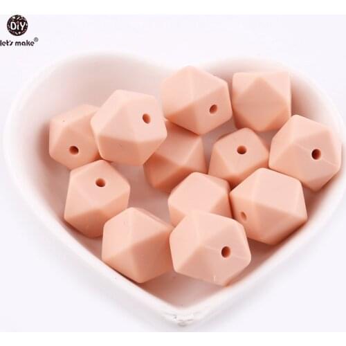 Lets make Candy Color Peachy Can Chew Silicone Beads Baby Teething Necklace Accessories 14mm Hex Beads Baby Teether