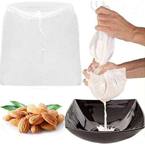 Nut Milk Bag Food Strainer Bag Soya Bean Milk Tea Fruit Juice Coffee Wine Nylon Mesh Filter Bag Herb Liquid Beer Filter Bags