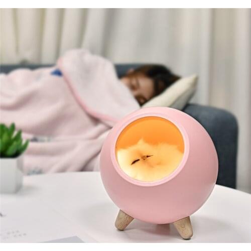 Cute Cat LED Lamp Night Light for Home Decor USB Rechargeable Atmosphere Light Stepless Dimming Novelty Birthday Gift for Girl