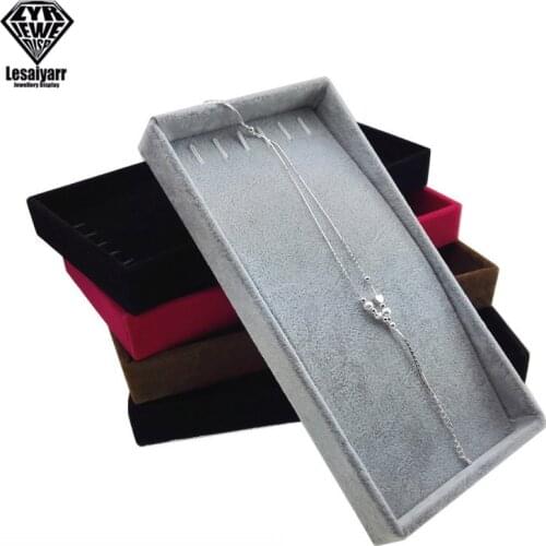 Fashion Portable Velvet Jewelry Necklace Display Storage Tray for Pendant Chain Box Jewellery Colliers Organizer 11x22cm