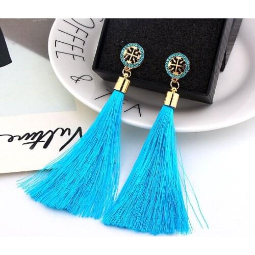 Fashion Tassel Drop Earrings for Women Teen Girls Bohemian Boho Earing Jewelry Love Gift Long Dangle Gift Blue Red Yellow Color
