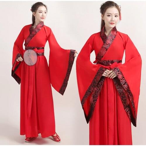 Unisex Clothing Adults Women Men Performance Costume Stage Outfit Red Black Female Hanfu Chinese Traditional Plus Size Tang Suit