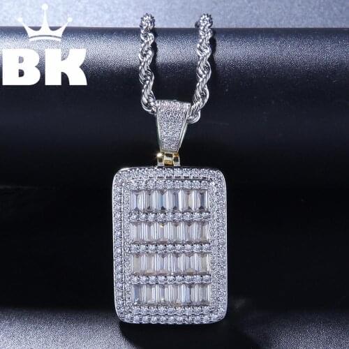 Mens Iced Out Pendant Necklace Four Palace Clear Stone Hip Hop Pendant 24inch 30inch Silver color Box CZ Chain Necklace