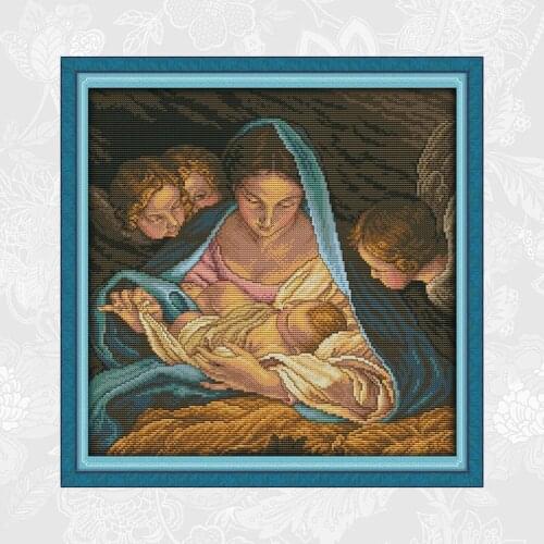 Joy sunday Madonna and Children Counted Cross Stitch kits Printed Canvas 14CT 11CT Embroidery Sets Handmade Needlework Crafts