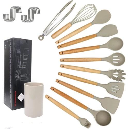 Kitchen Tools Silicone Cooking Utensils Set Non-stick Spatula Shovel Cooking Tools Storage Cocina Silicone Kitchen Accessories