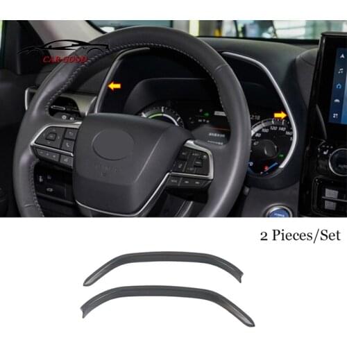 2020 2021 2022 ABS Wood grain Car Dashboard Decor Cover Sticker Trim strips LHD Styling for Toyota Highlander Accessories 2 PCS