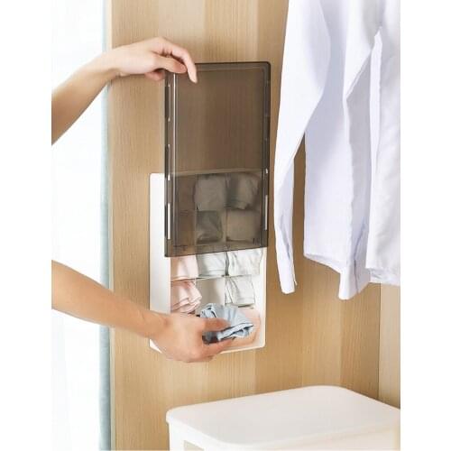 No Mark Stick Wall Hanging Sock 15 Compartment Storage Box Pull-out Underwear Underwear Chest Drawer Storage Box