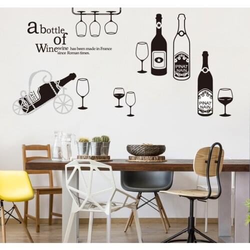 New Style Bar Coffee Decoration Wine Bottle Wall Stickers Kitchen Room Cupboard Wardrobe Decal Bar Window Mural Art Wall Decor