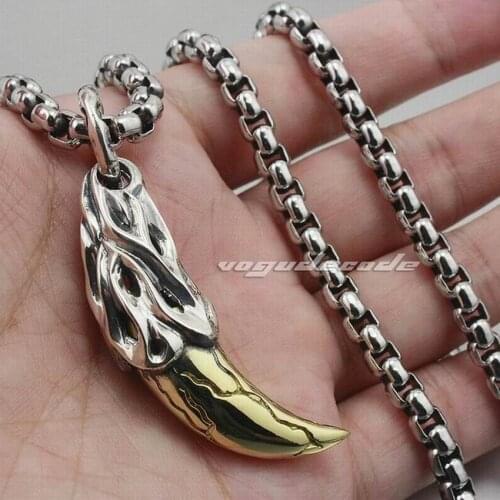 Huge & Heavy Warrior Tusk Fang 925 Sterling Silver Mens Biker Punk Pendant 8B005