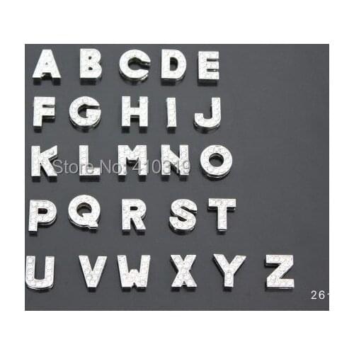 Wholesale 130pcs/lot 10mm A-Z full rhinestone slide letter fit for 10mm key chains