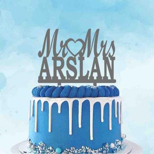 Personalized Wedding Cake Topper Custom Mr Mrs Name Wedding Anniversary Party Cake Decoration Topper