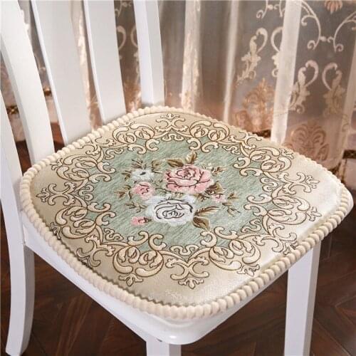 European Chair Cushion Thickened Dinning Chair Office Cushions Pillow Embroidered Sitting Anti-slip Seat Cushion Pad Cloth Soft