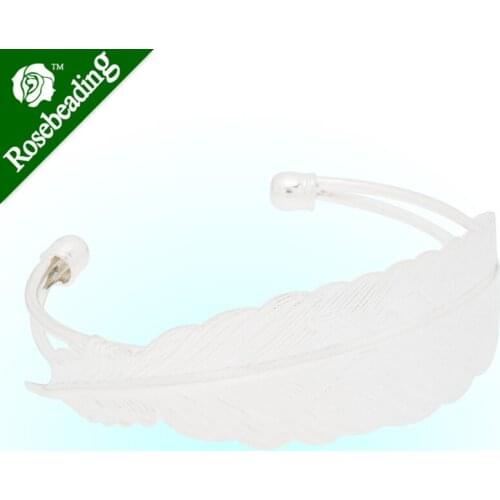Silver Plated adjustable Bracelet,feather shape,width 23mm,Lead And Nickel Free,Sold 5pcs/Lot-C3447