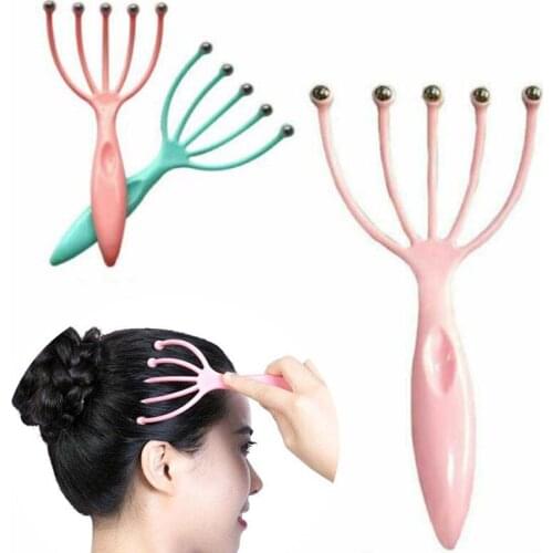 Five Finger Head Relax Massager Hair Held SPA Scalp Neck Stress Relief Massage Release Head Physician Steel Ball Massager