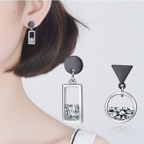 Korean Earrings Korean Version of The Simple Zircon Personality Earrings Literary Small Fresh Earrings Ear Rings for Women