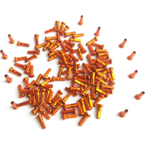 Primwon MV Spoke Orange Nipple 14G 2.0 14mm Super Light Round Head Aluminum Alloy Nipples Strong for Road Mountain Bike Wheels