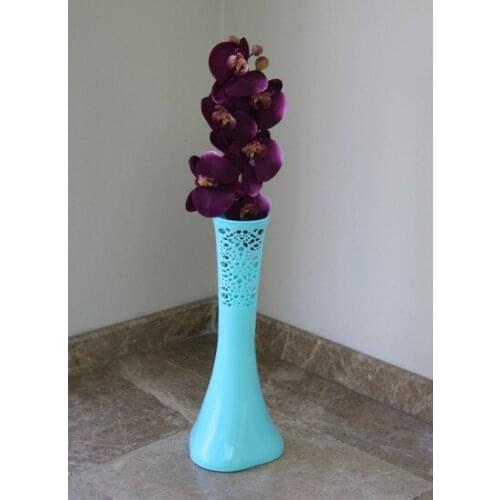 Modern Embroidered Elephant Foot Unbreakable Mica vase Blue 40 cm vase jarrón ваза vaso مزهرية