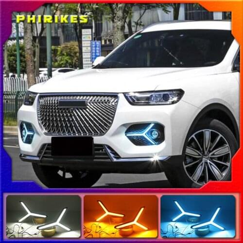 LED Daytime Running Lights Turn signal DRL Drive Light with fog lamp hole For Great Wall Haval H6 Hover H6 2020 2021