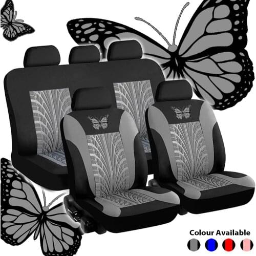 General Car Seat Cover Set Butterfly-Pattern Embroidery Car Seat Cover Full Set Interior Accessories Auto Seat Cover