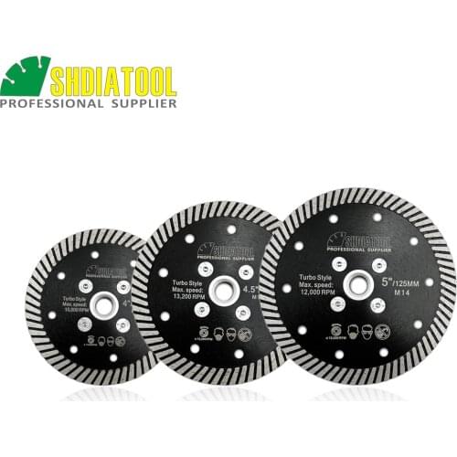 SHDIATOOL Dia 4"/4.5"/5" Diamond Hot Pressed Narrow Turbo Blade With M14 Thread Cutting Disc For Granite Marble Concrete Masonry