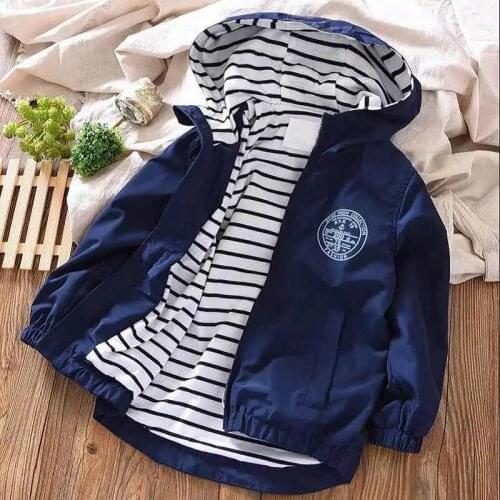 Spring Clothes Boys Jacket For Children Outwear Jacket Boys 4-15 Years Hooded Vertical Stripes mid-length Windbreaker For Boys
