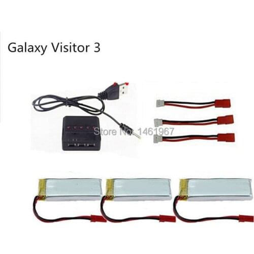 Nine Eagles Galaxy Visitor 3 Quadcopter Drone Spare Parts 3.7V 1000mah Substitute Li-Po Battery + 5 in 1 USB charge