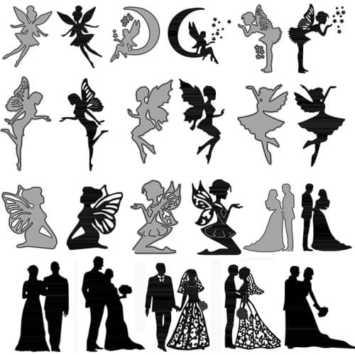 Bridegroom Bride Little Fairy Elves Silhouettes Cutting Dies For DIY Scrarpbooking Wedding Paper Card Craft Making 2021 New