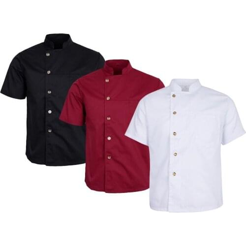 Women Men Chef Jackets Coat Short Sleeves Shirt Kitchen Uniforms