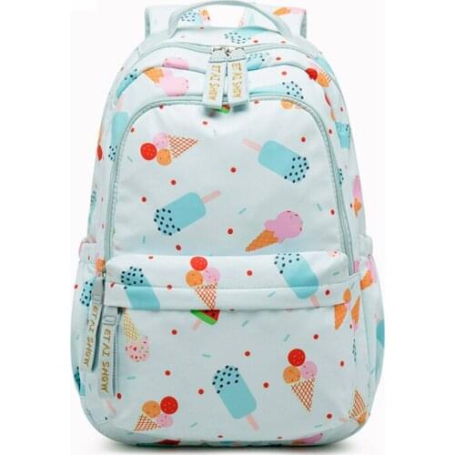 Ice Cream Print Women Backpack Large Capacity Travel Backpack Waterproof Book Bookbag Fresh School Bags 15'6 Cun Laptop Rugzak