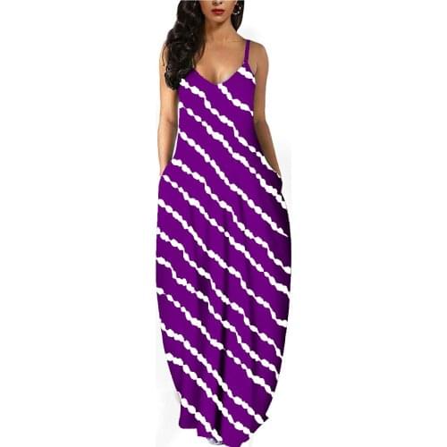 Women Maxi Dress Gradient Tie-dye Print Sling Dress Ladies V Neck Summer Casual Baggy Beach Bohemian Maxi Dress Robe Plus Size
