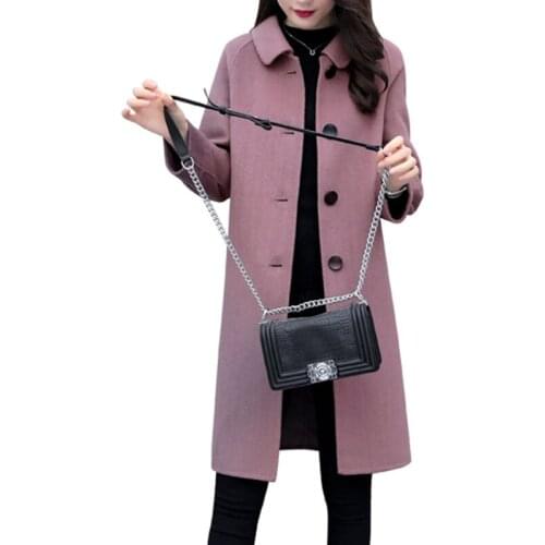 Women Wool Coat New Spring Autumn Long Woolen Coat Single Breasted Solid Slim Elegant Female Winter Wool Coats Jacket Outerwear