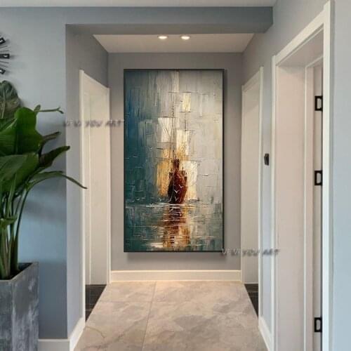 100% Handmade Sailboat Seascape Abstract Oil Painting Wall Art On Canvas Modern For Living Room Bedroom